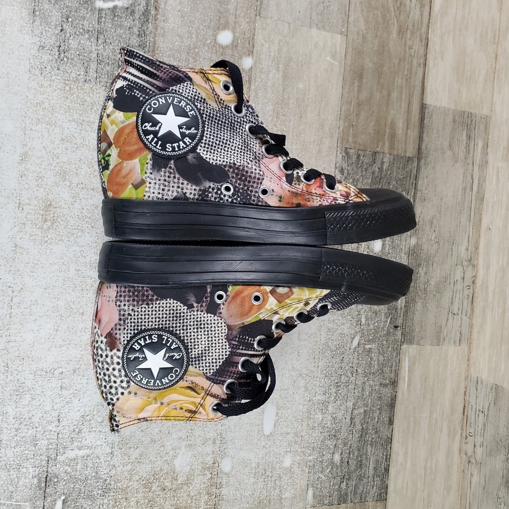 Converse Chuck Taylor All Star Womens Wedge Shoes Sz 7 Floral Sneakers Lift - Picture 6 of 10